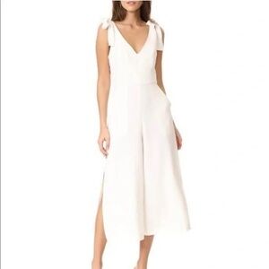 Amanda Uprichard Off White Iris Jumpsuit with Bow Straps- size Petite